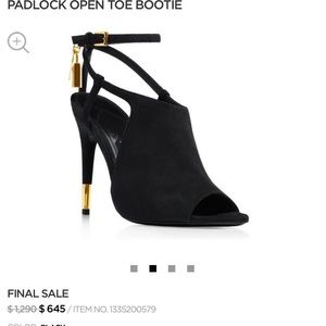 TOM FORD padlock open toe bootie in suede leather